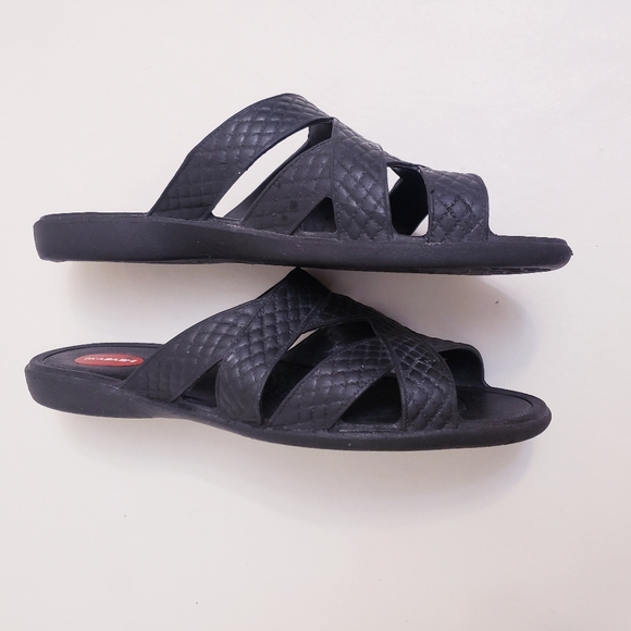 Okabashi Cross Strap Eco-Friendly, Waterproof Black Slide Sandals, Size L - Picture 4 of 8